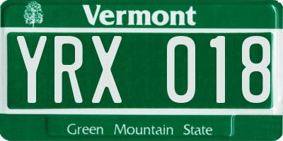 VT license plate YRX018
