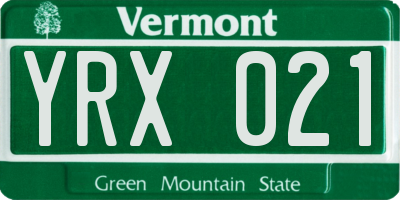 VT license plate YRX021