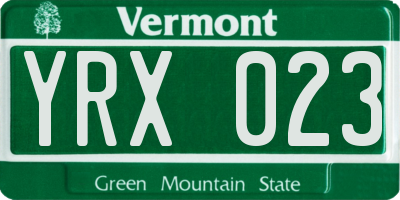 VT license plate YRX023