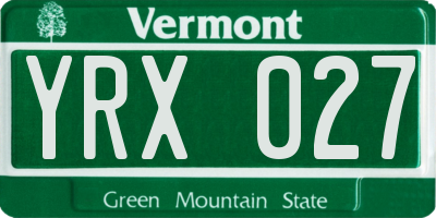 VT license plate YRX027