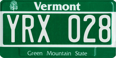 VT license plate YRX028