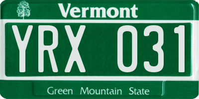 VT license plate YRX031