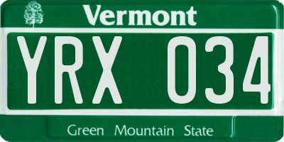 VT license plate YRX034
