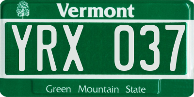 VT license plate YRX037