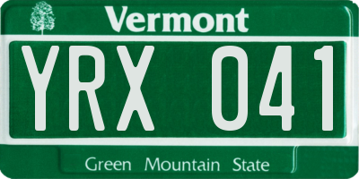 VT license plate YRX041