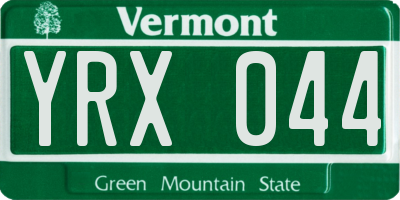 VT license plate YRX044