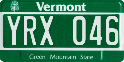 VT license plate YRX046