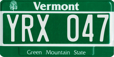 VT license plate YRX047