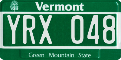 VT license plate YRX048