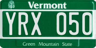 VT license plate YRX050