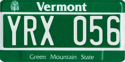 VT license plate YRX056