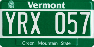 VT license plate YRX057