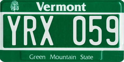 VT license plate YRX059