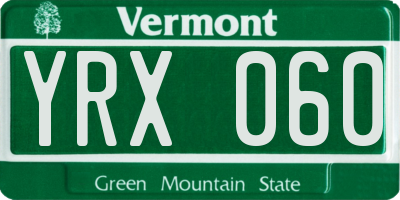 VT license plate YRX060