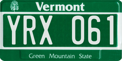 VT license plate YRX061