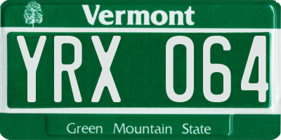 VT license plate YRX064