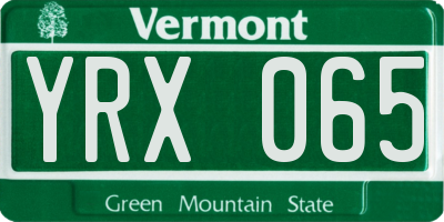 VT license plate YRX065