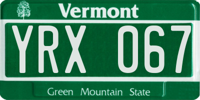 VT license plate YRX067