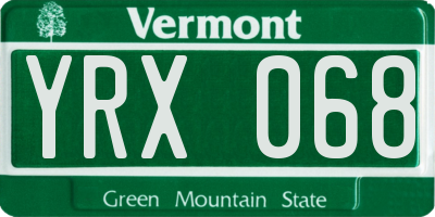 VT license plate YRX068