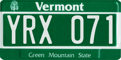 VT license plate YRX071