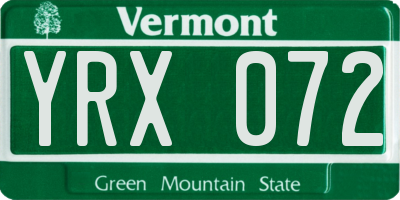 VT license plate YRX072