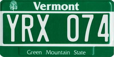 VT license plate YRX074