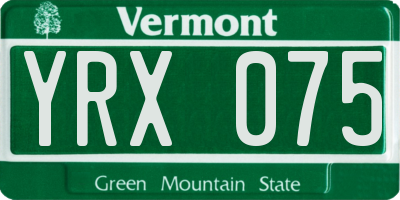 VT license plate YRX075