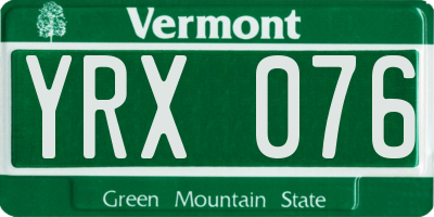 VT license plate YRX076