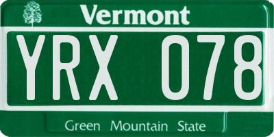 VT license plate YRX078
