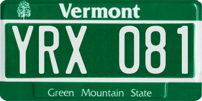 VT license plate YRX081