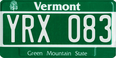 VT license plate YRX083