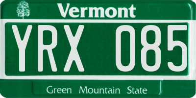 VT license plate YRX085