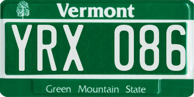 VT license plate YRX086