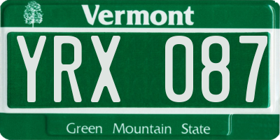 VT license plate YRX087