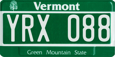 VT license plate YRX088