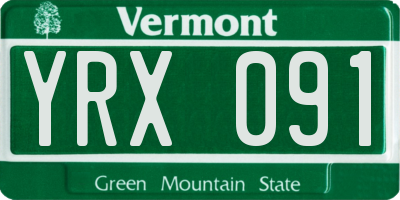 VT license plate YRX091