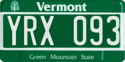 VT license plate YRX093