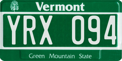 VT license plate YRX094