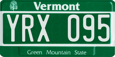 VT license plate YRX095