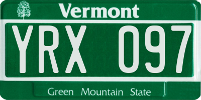VT license plate YRX097