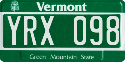 VT license plate YRX098