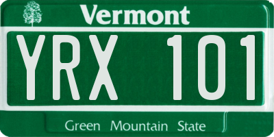 VT license plate YRX101