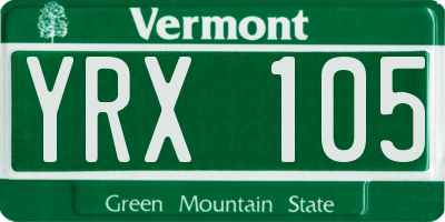 VT license plate YRX105