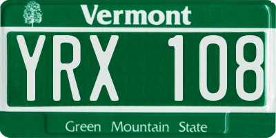 VT license plate YRX108
