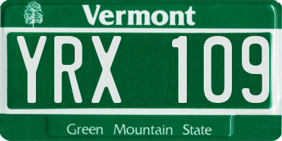 VT license plate YRX109