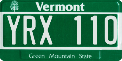 VT license plate YRX110