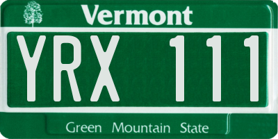 VT license plate YRX111