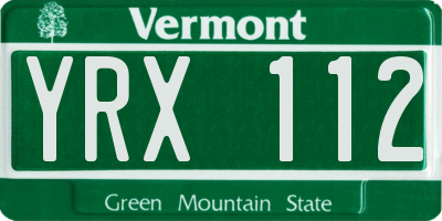 VT license plate YRX112