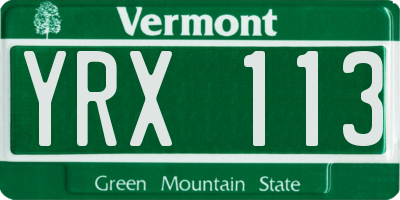 VT license plate YRX113