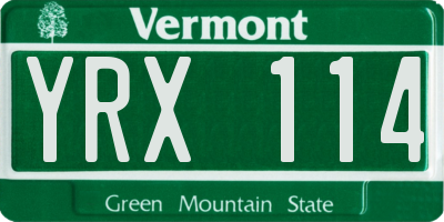 VT license plate YRX114